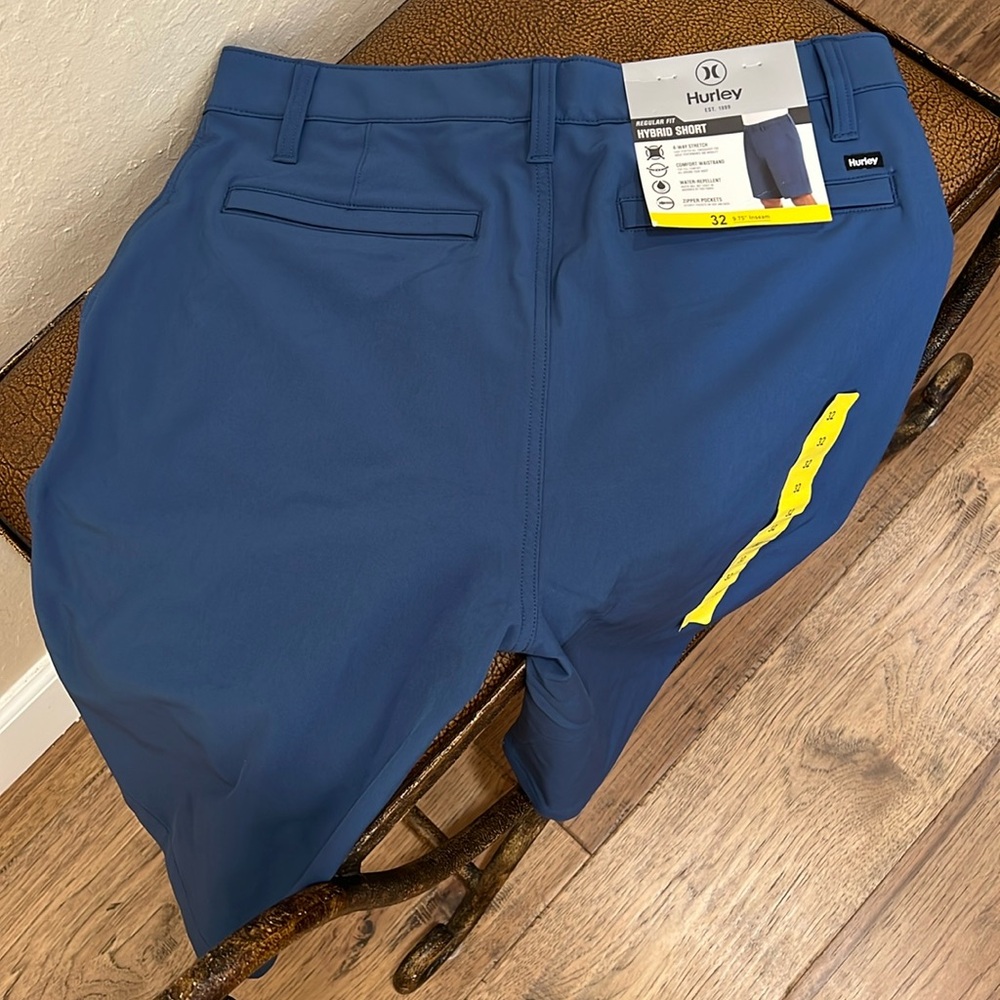 Brand New Hurley Hybrid Short Blue Regular Fit 4-way Stretch, Comfort Waistband!